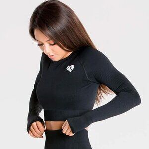 Women's Best Power Seamless Long Sleeve Crop Top Size S Black